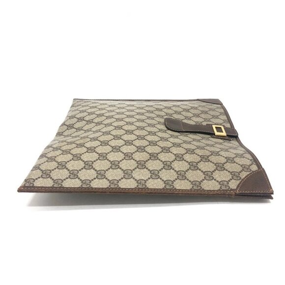 GUCCI Old Gucci Flat Clutch Bag with All-Over Pattern Clutch Bag Brown - Picture 5 of 16